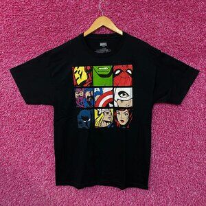 The Avengers Superhero Close-Up Tiles Marvel Comics Tee L
